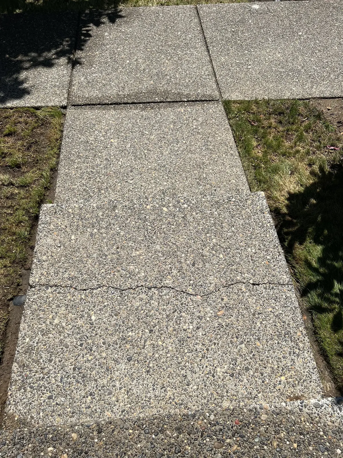 Exposed-aggregate front walkway after pressure washing
