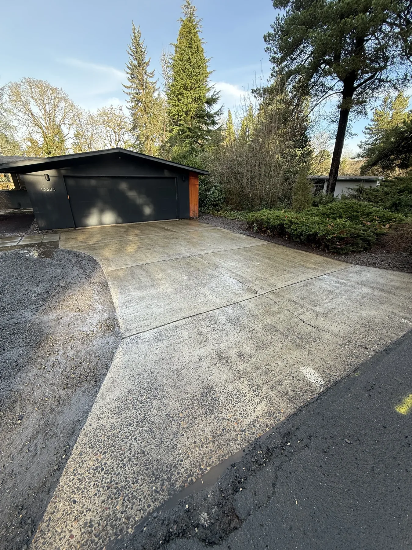 Cleaned concrete driveway approach in Cedar Mill after pressure washing