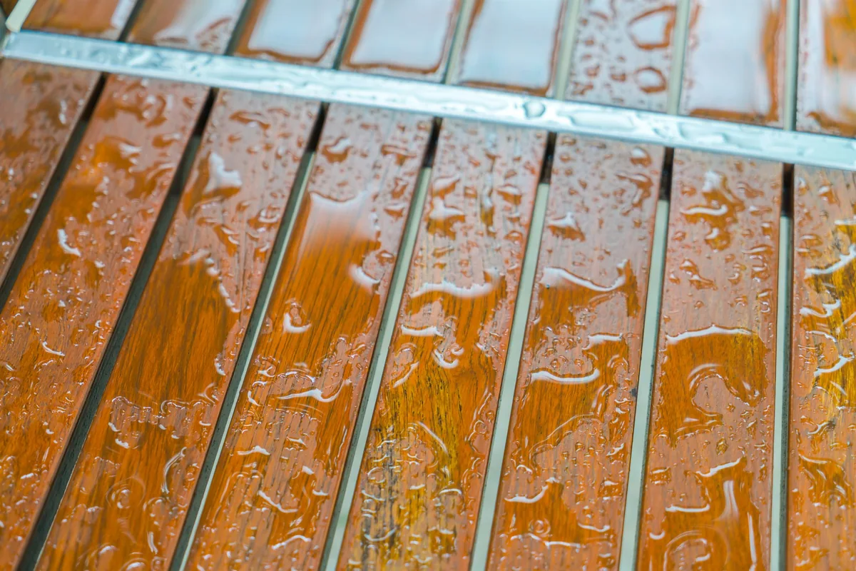 Wood deck surface reviewed before deck cleaning