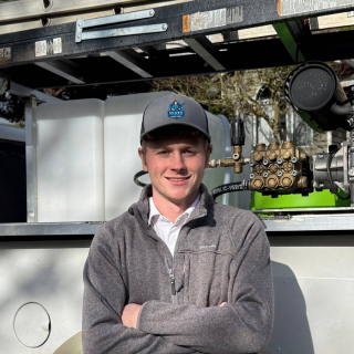 Ethan with Suds Doctor exterior cleaning equipment in Beaverton Oregon