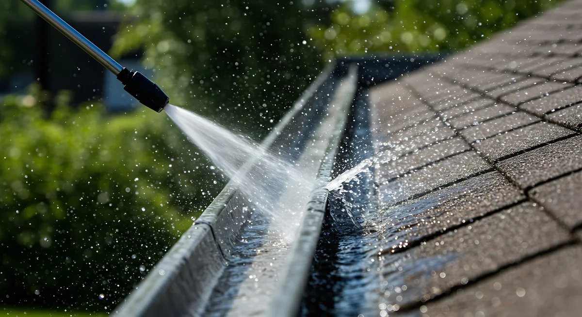 Clogged gutters before cleaning on an Oregon home