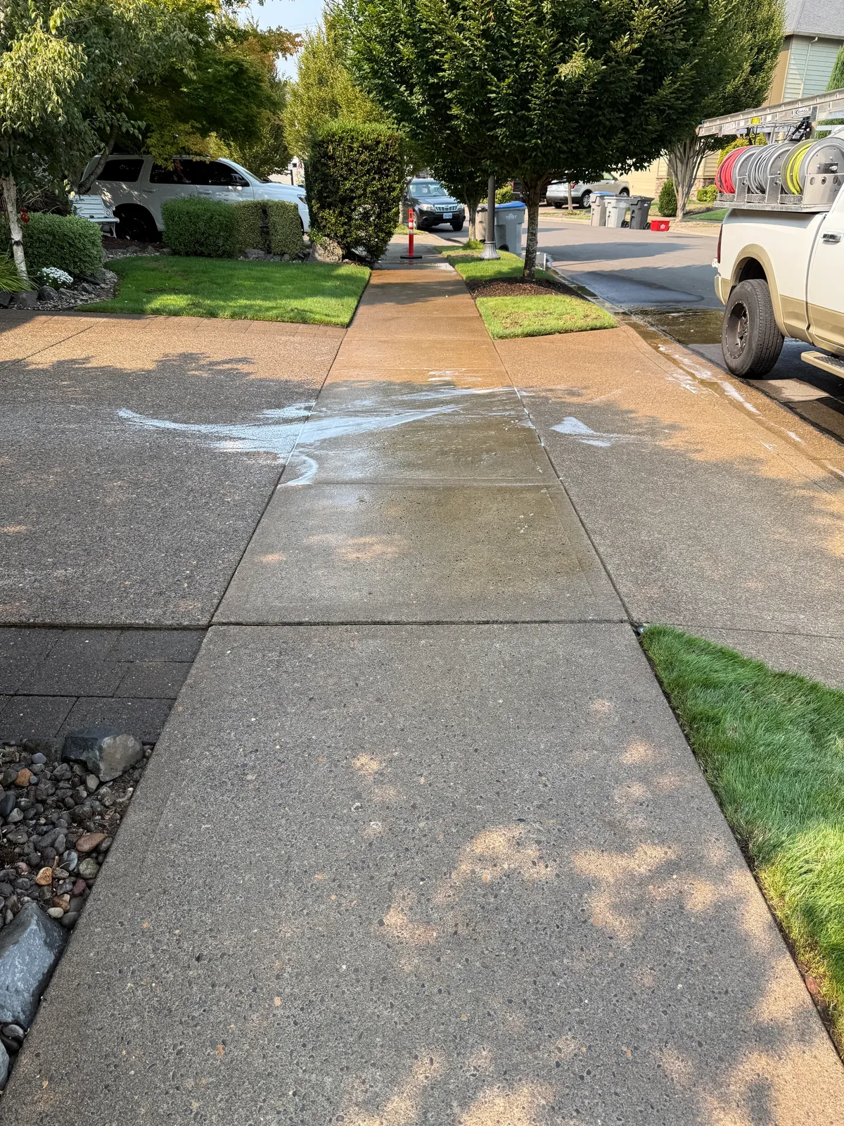 Post-treatment on a cleaned Sherwood driveway, sidewalk, and front approach